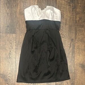 Trixxi Clothing Company Black & White Strapless Y2K Satin Dress